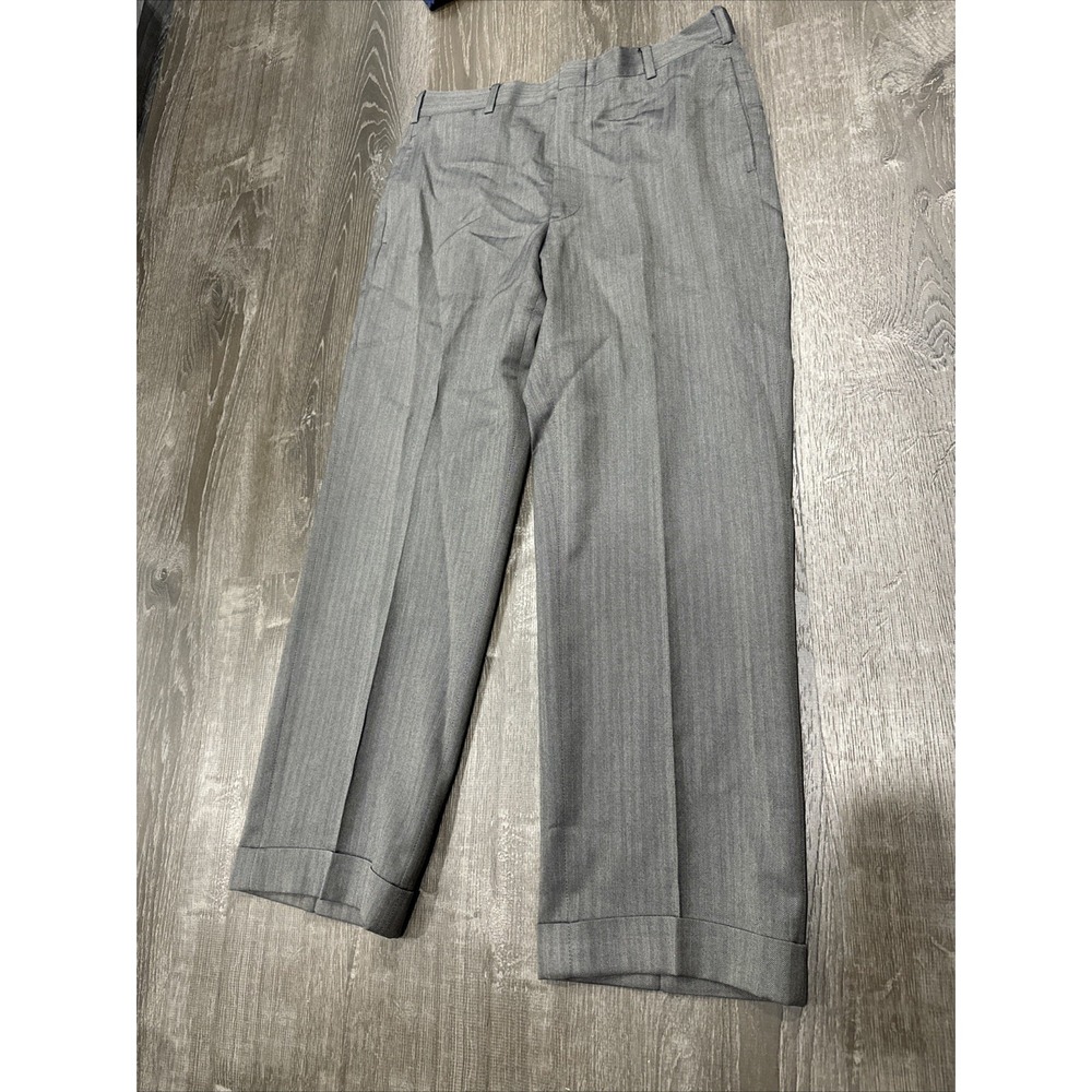Vtg 70s Brooks Brothers Mens 32x27.5 Wool Cuffed Chino Pants Herringbone USA EUC